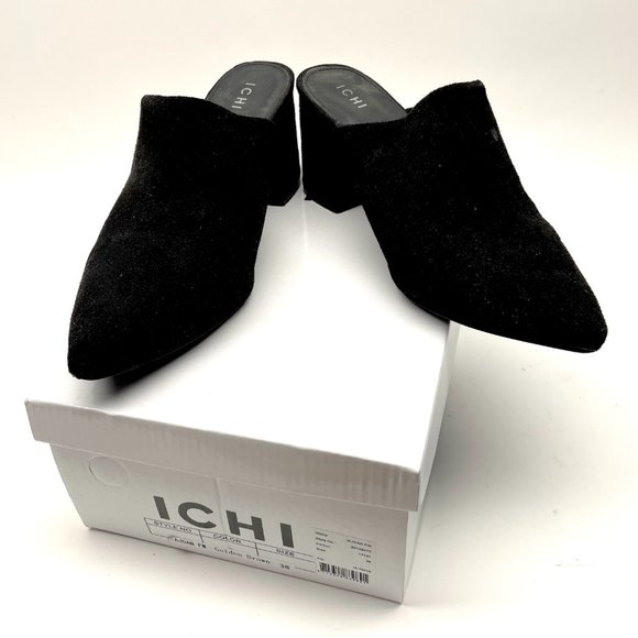 - Ichi mules vegan suede black size 38 Europe/ 37 USA - Picture 5 of 5